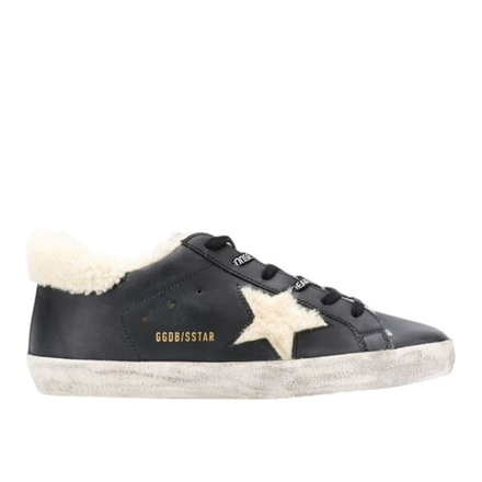 Женские Кеды GOLDEN GOOSE 'SUPERSTAR' ЧЕРНЫЕ С МЕХОМ