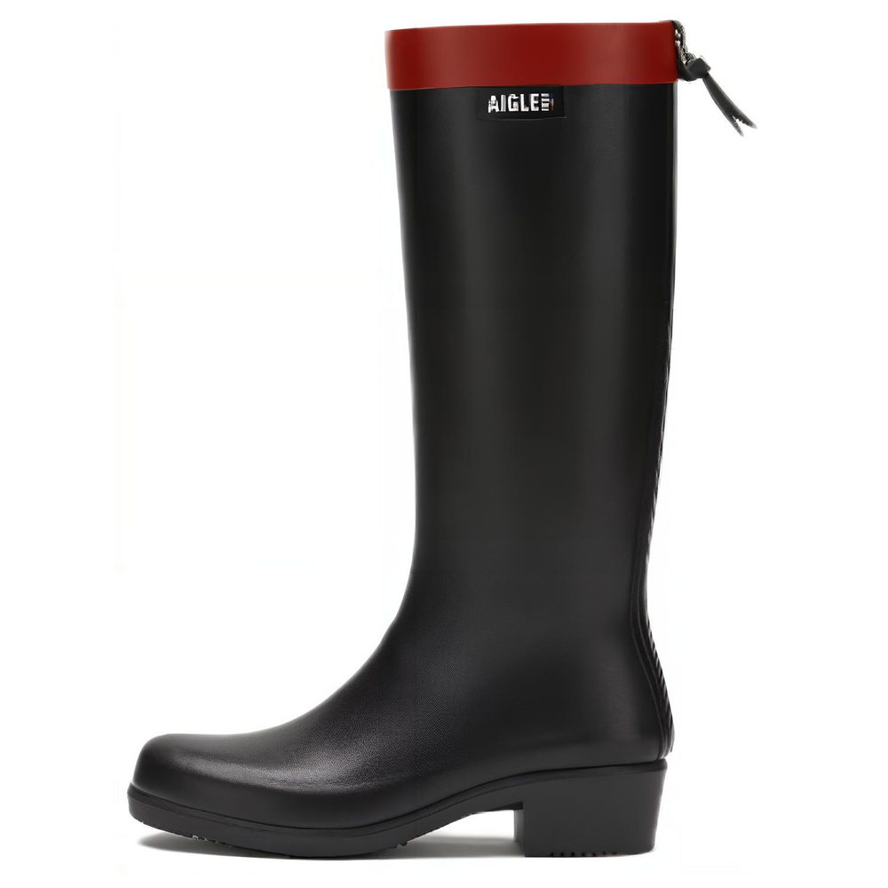AIGLE Durable Cushioning Rain Boots Women"s Black Red