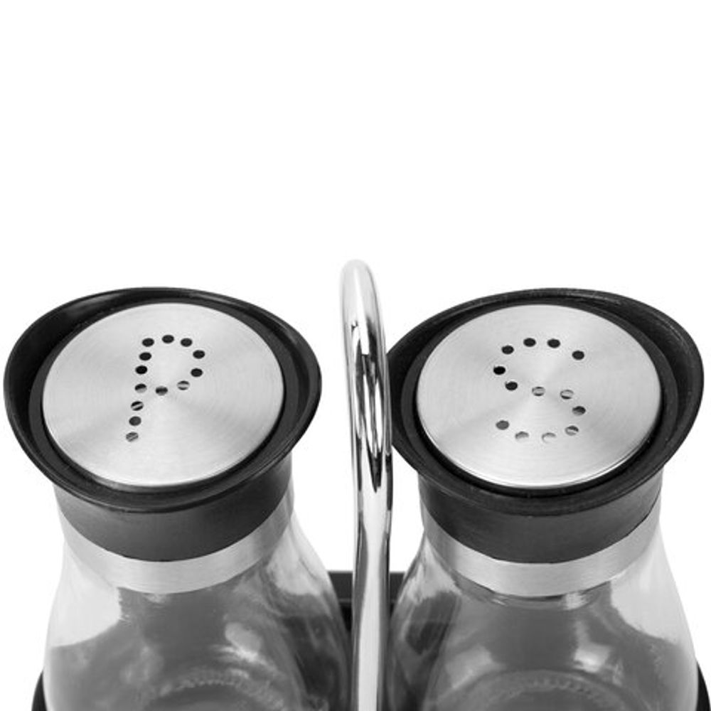 Набор для специй 2х130 мл, ULTRA, подставка + солонка + перечница, отверстия S/P, WEGLA (ВЕГЛА), 700233