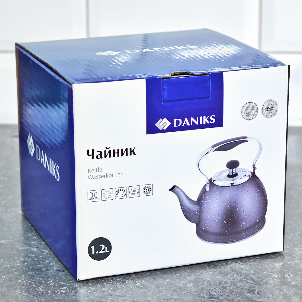 Чайник 1,2 нерж, матовый, индукция "Daniks" GS-04592C-1.2L