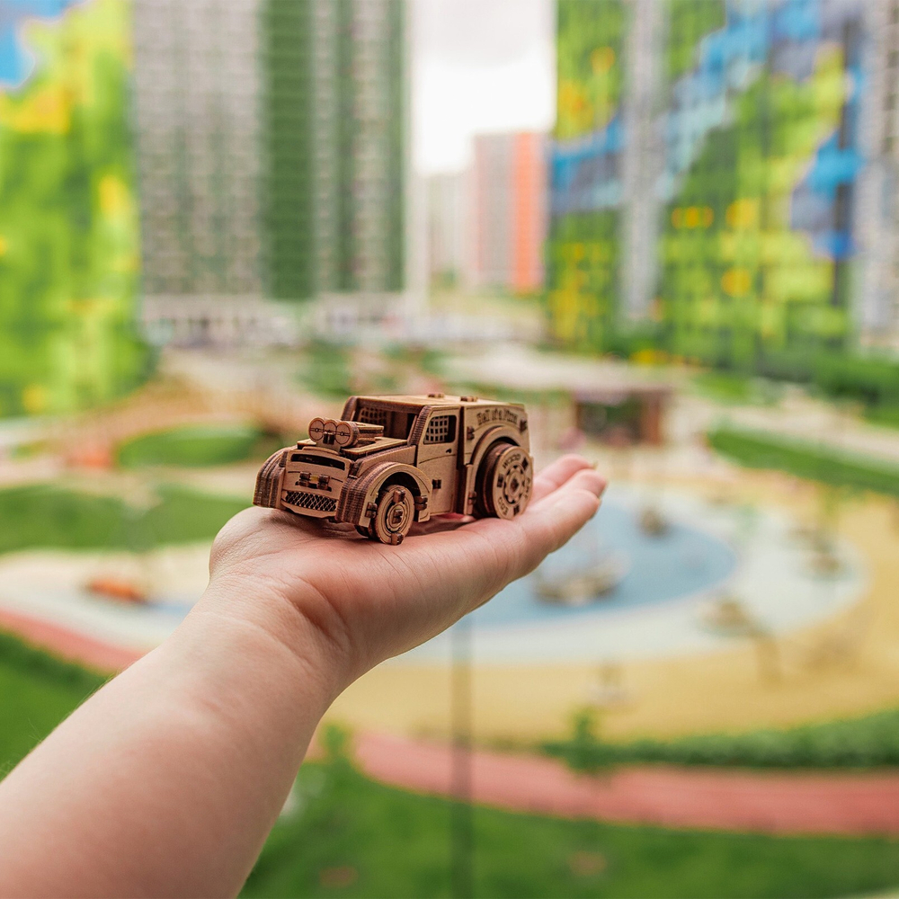Набор машинок из 5 штук от Eco Wood Art - Деревянный 3D пазл, конструктор, сборная модель