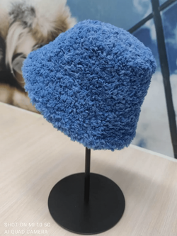 Панама меховая тёплая зимняя, синяя, SilverFox