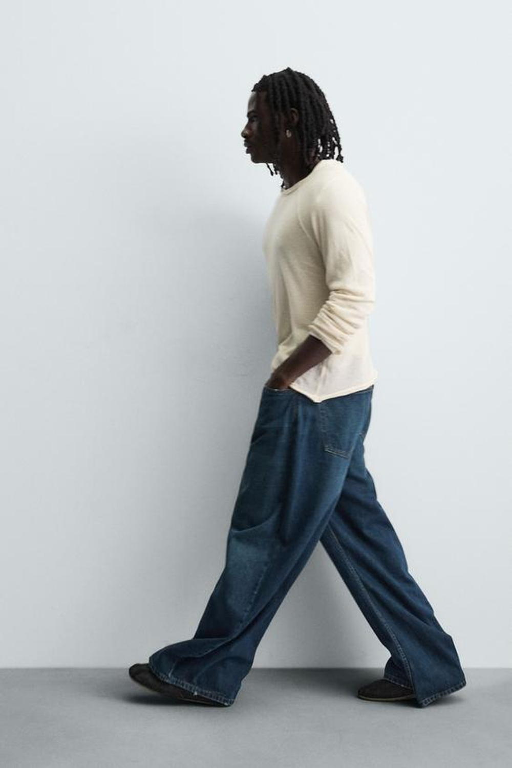 ZARA ДЖИНСЫ BALLOON FIT, МОРСКОЙ ТЕМНО-СИНИЙ