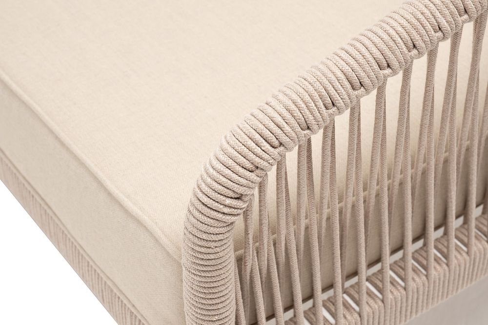 "Канны" модульная угловая лаунж-зона из роупа (веревки) со столом "Диего" (молочный), цвет бежевый