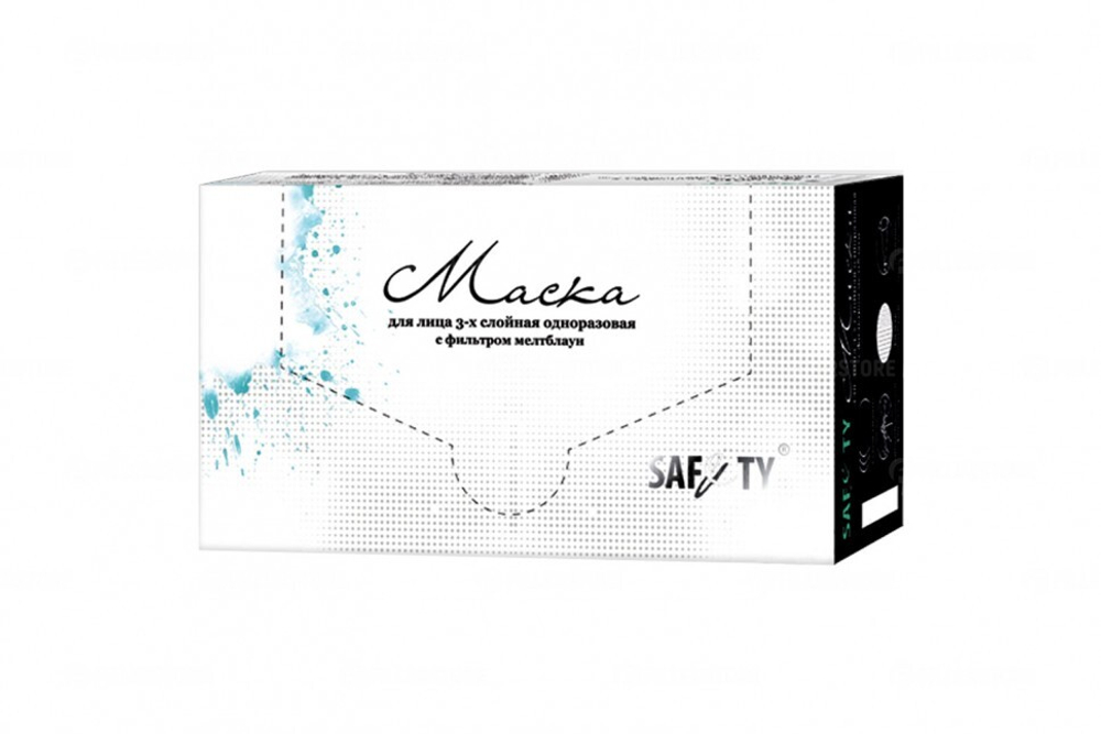 Маска из нетканого материала одноразовая белая 50 шт Safety