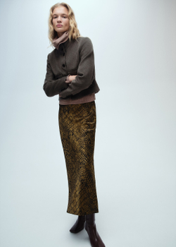 Юбка-колокол с принтом кожи крокодила