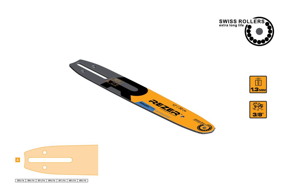 Rezer Profi 303 L 9 A Сварная многослойная направляющая шина для цепных пил