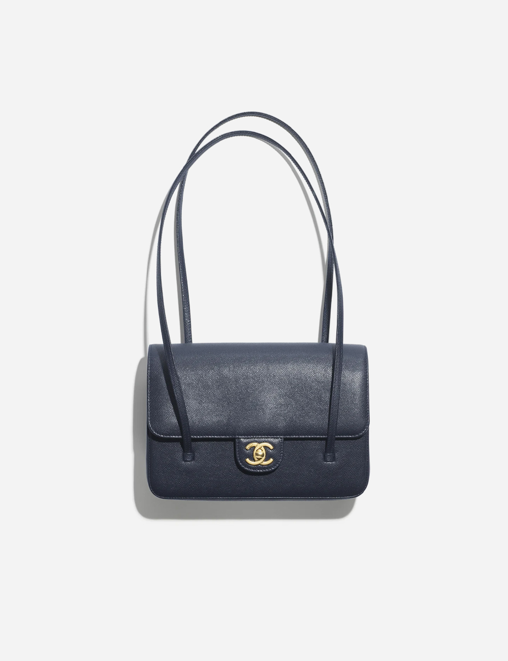 Сумка Chanel Small Flap Bag Grained Shiny Calfskin & Gold-Tone Metal "Dark Blue"