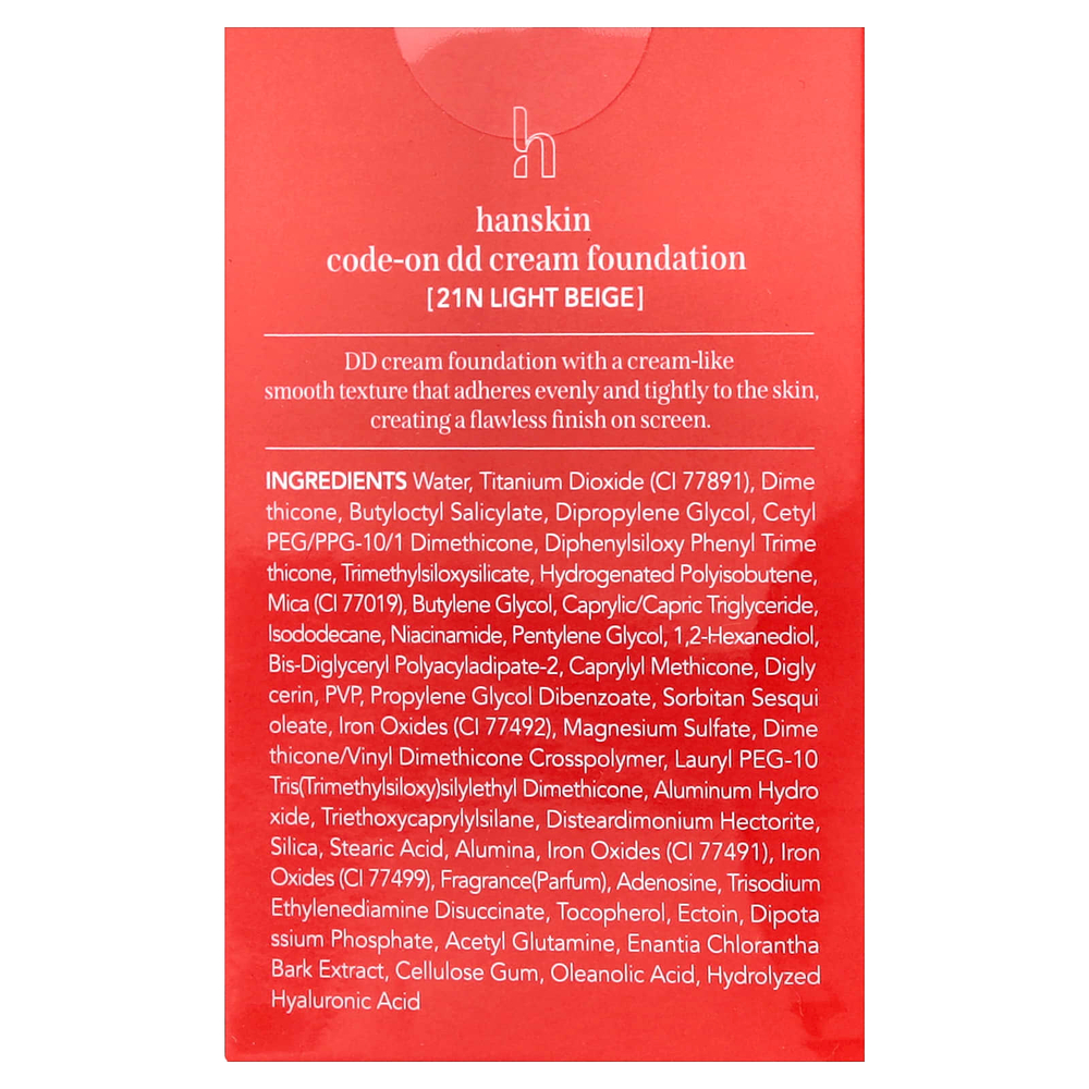 Hanskin, Code-On DD Cream, тональный крем, 21N светлый бежевый, 35 мл (1,18 жидк. унции)
