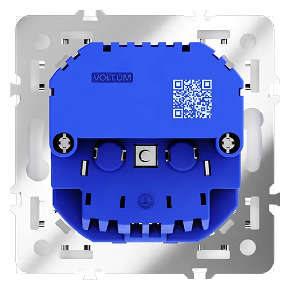 Розетка встраиваемая VOLTUM S70 с заземлением и защитными шторками, 16А, с USB, A+A, (белый матовый) vls040402