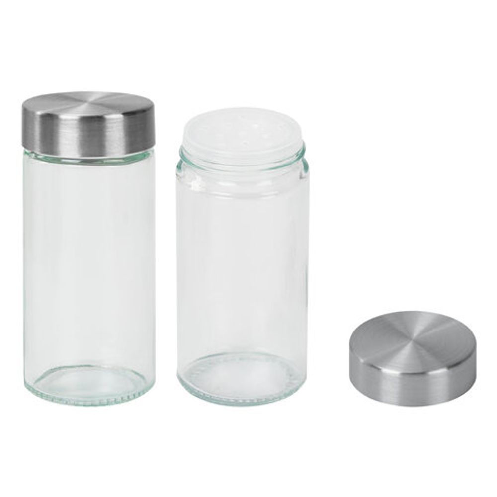 Набор для специй 2х100 мл, MAXI, солонка + перечница, стекло/сталь, круглые, WEGLA (ВЕГЛА), 700230