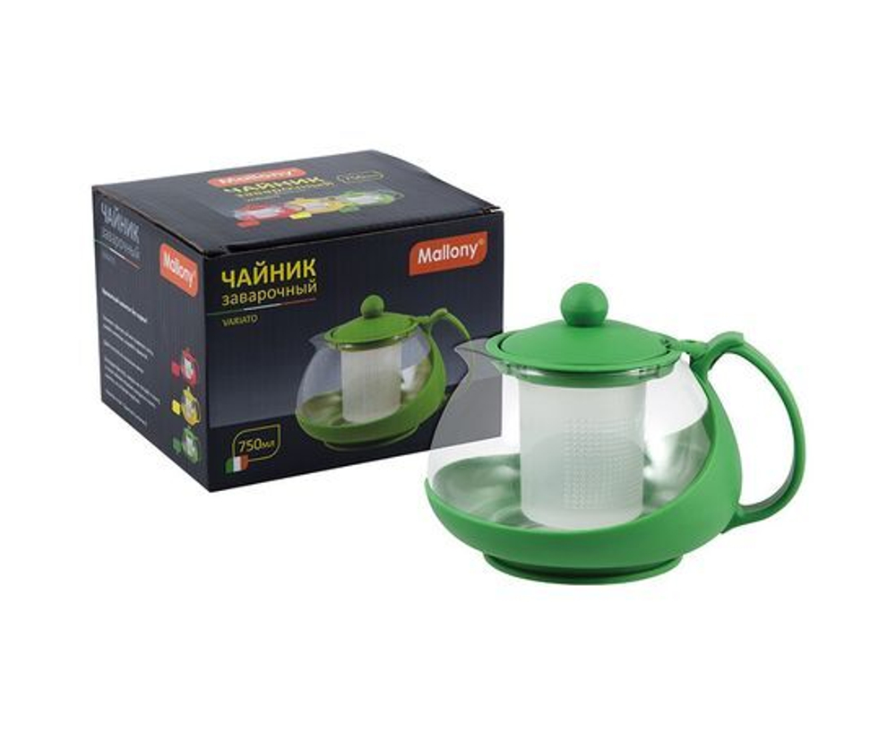 Чайник заварочный 750мл, стекло/пластик, фильтр пластик, цвета микс, Variato-750ML, 910105 Mallony