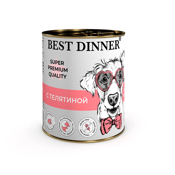 Влажный корм Best Dinner Super Premium с телятиной, для собак и щенков, 340 г