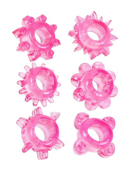 Набор эрекционных колец Erowoman-Eroman, 6 розовых