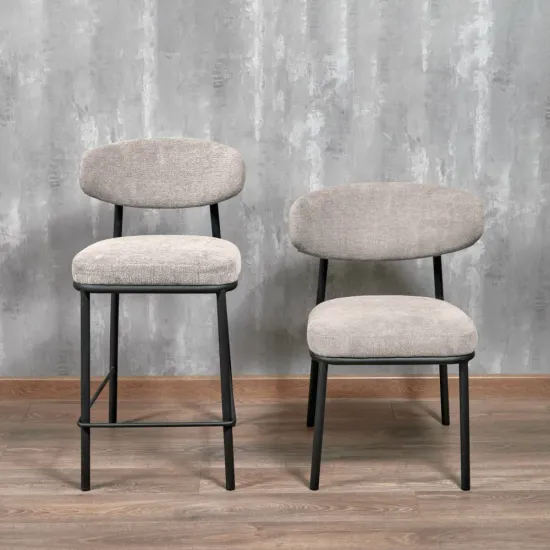 Стул Lucas 2 латте шенилл с чёрными ножками