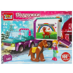 Конструктор пластмассовый 140эл. "Девочка перевозит лошадку" 2174-AA (Город мастеров)