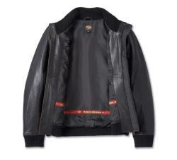 Женская кожаная куртка-бомбер