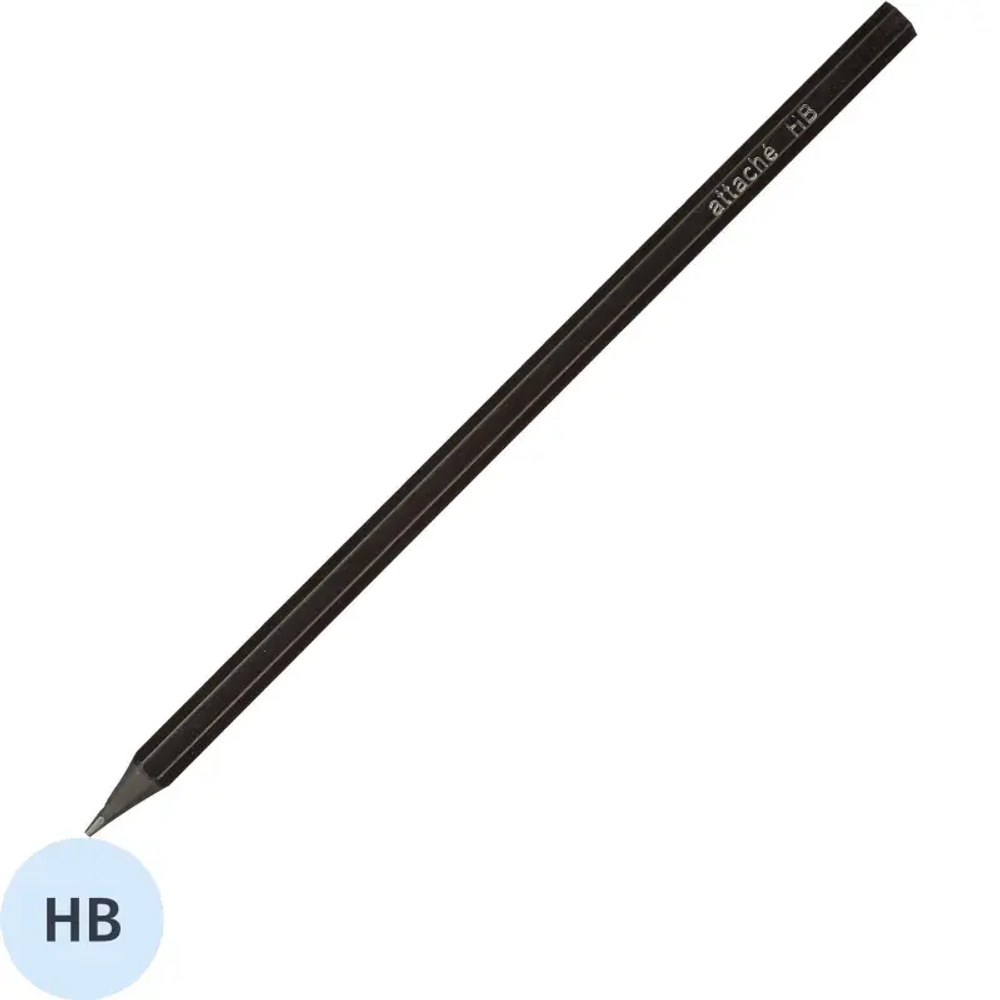 Карандаш чернографитный Attache плаcтик,б/ласт,HB,черн.корп,6шт/уп