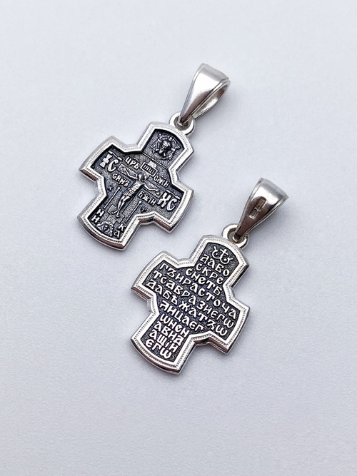 Крест из серебра/Частичное чернение/С подвижным ухом