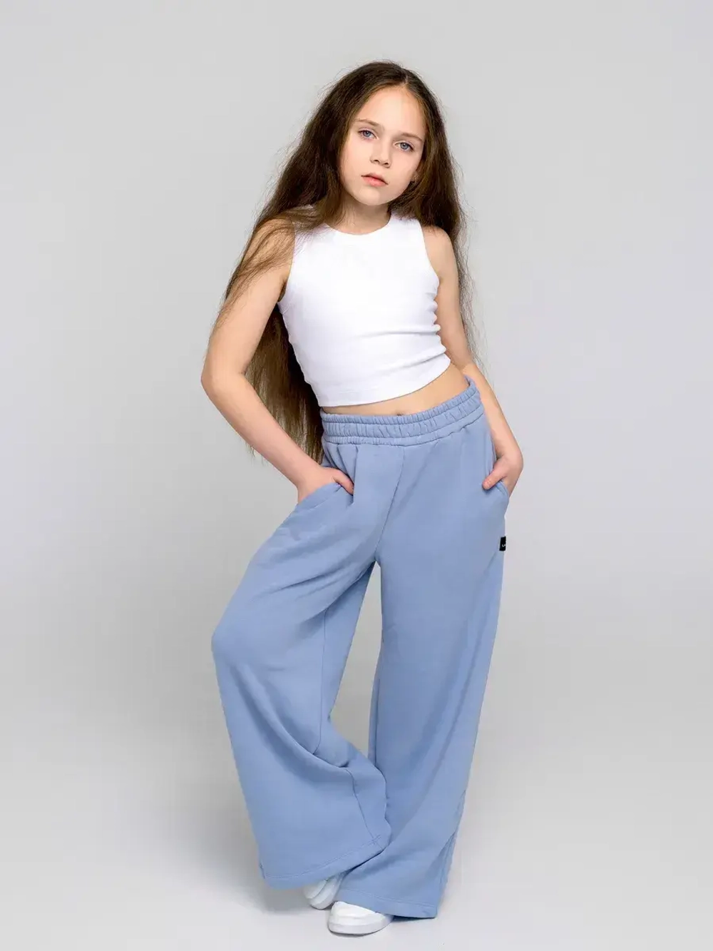 Брюки трубы детские осенние широкие палаццо