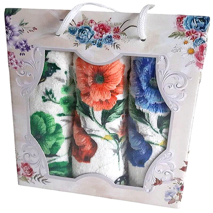 Набор из 3-х махровых полотенец в подарочной упаковке, 100% хлопок, Китай.