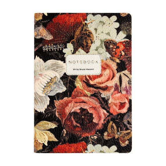 Bloknot \ Блокнот \ Notebook  Тетрадь А5 из экокожи, "Флора. Пышный букет" 60 л. Клетка