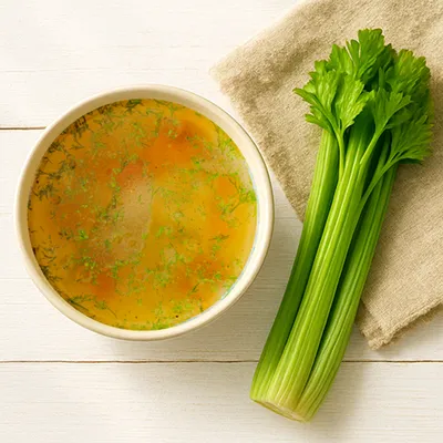 Фотография Костный говяжий бульон с зеленью / 320 мл купить в магазине Афлора