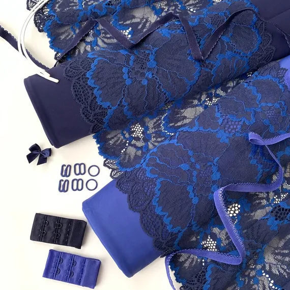 Кружево эластичное темно-синий/ультрамарин 22 см, Китай