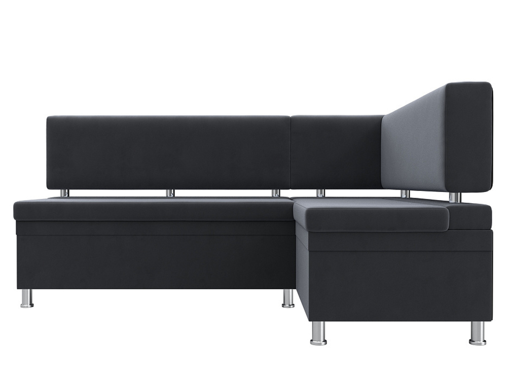 Диван кухонный угловой Стайл правый угол, Серый, Велюр, 111659