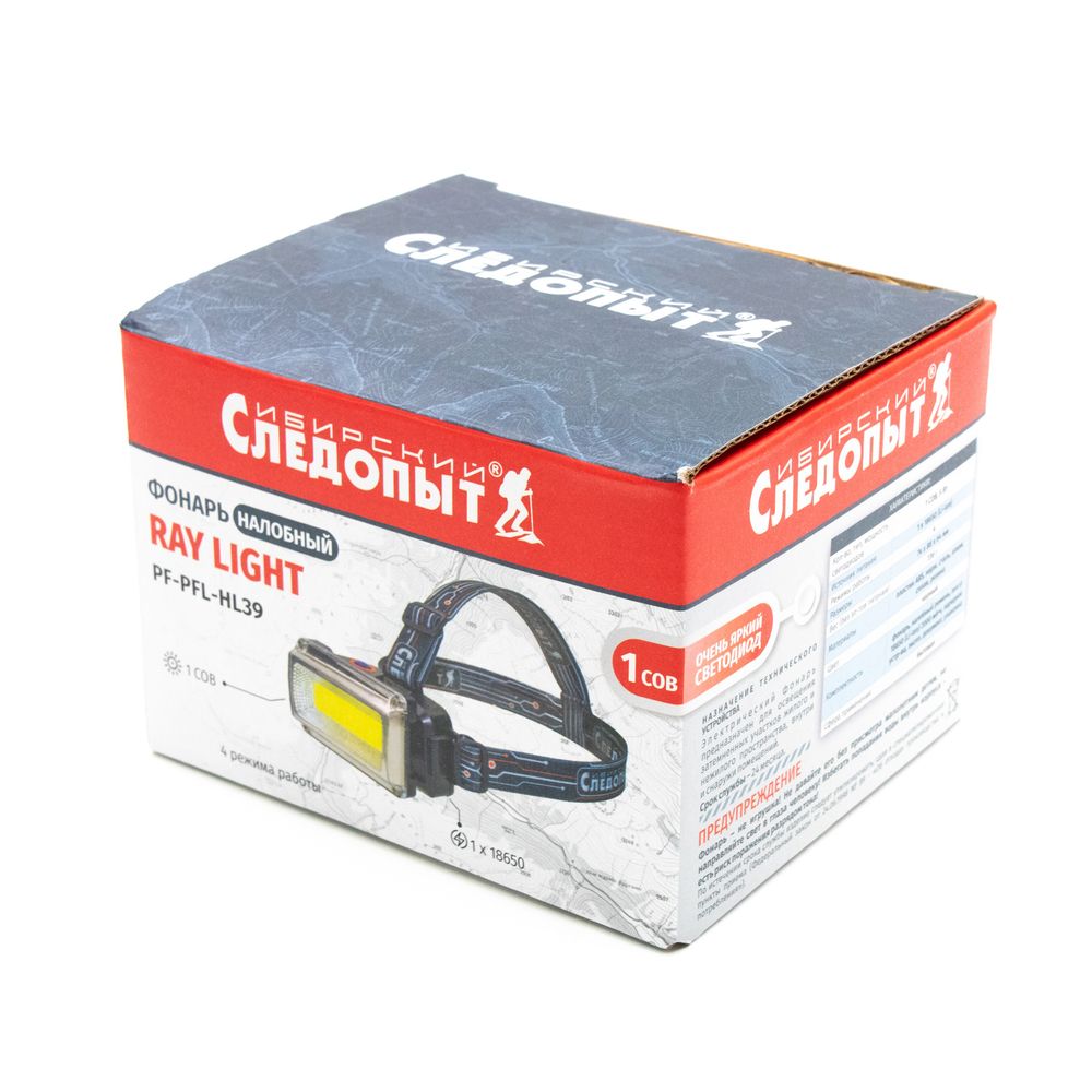 Фонарь налобный &quot;СИБИРСКИЙ СЛЕДОПЫТ-RAY LIGHT&quot;, 1 COB, аккум.1x2200mAh/120/