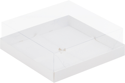 Коробка под муссовые пирожные с пластиковой крышкой, 4 ячейки, белая, 170х170х80мм
