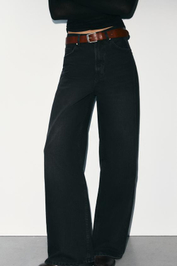 ZARA ДЖИНСЫ TRF EXTRA WIDE-LEG С ВЫСОКОЙ ПОСАДКОЙ, ЧЕРНЫЙ