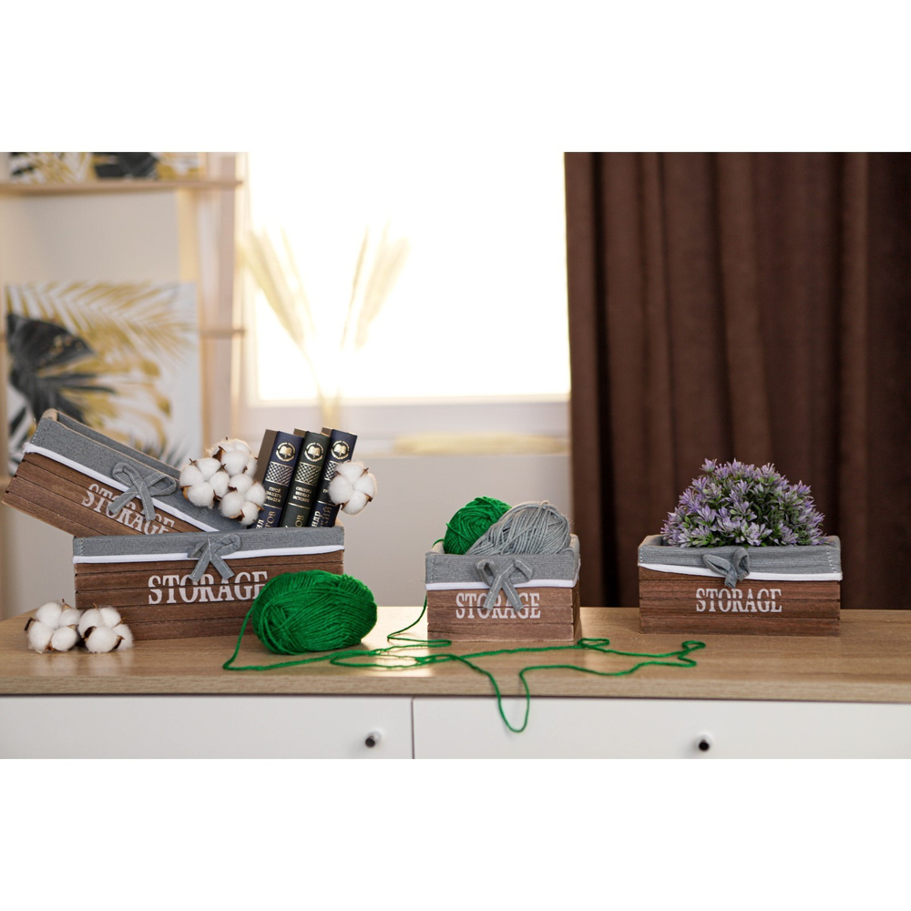 Корзина для хранения деревянная квадратная Сторож 15х15х9 см (коричневый)