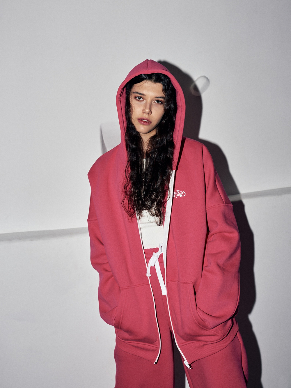 Zip-Up Hoodie Pink Peacock