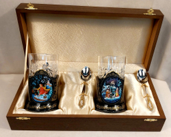 Чайный набор подстаканников (Ручная роспись Палех) №14