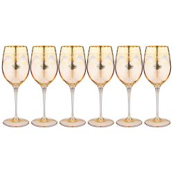 НАБОР БОКАЛОВ ДЛЯ ВИНА ИЗ 6 ШТУК 380МЛ "AMALFI AMBRA ORO"