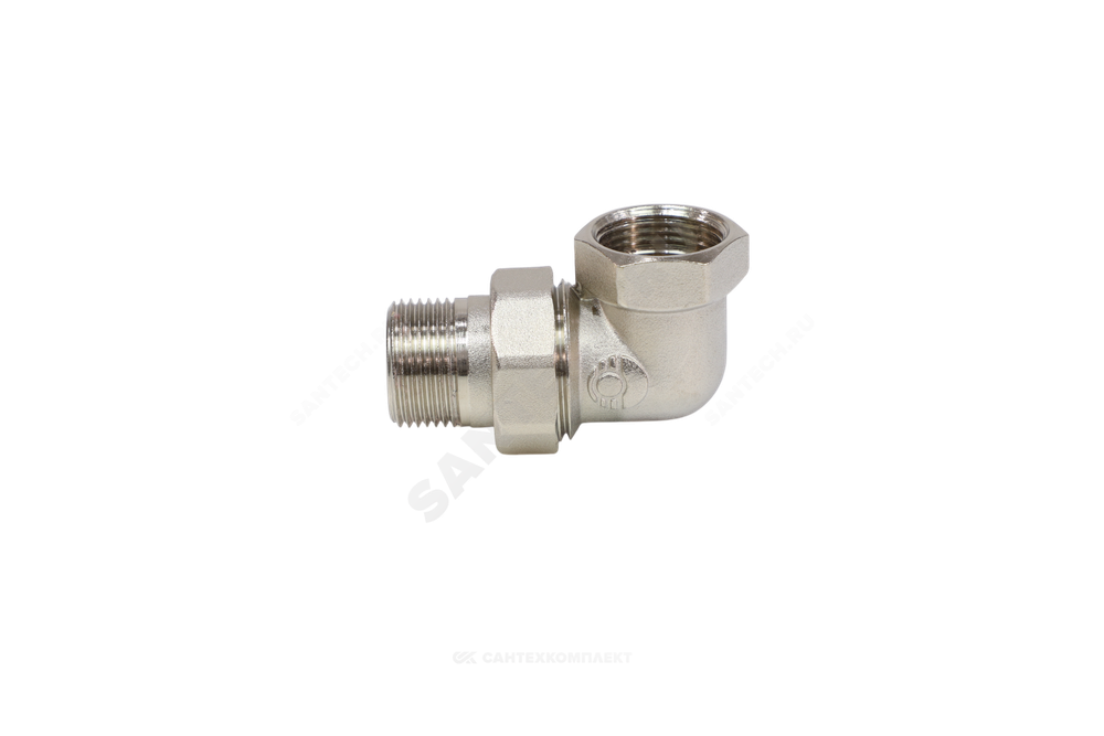Соединитель латунь никель американка Ду 15 (1/2") угловой ВР/НР VALFEX VF.098.N.012