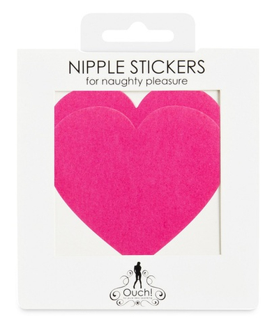 Розовые наклейки на грудь в форме сердечек