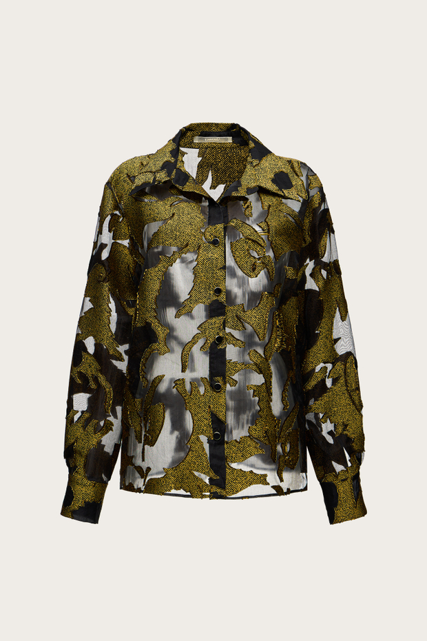 БЛУЗА ИЗ ЧЕРНОЙ ОРГАНЗЫ С ВЫШИВКОЙ