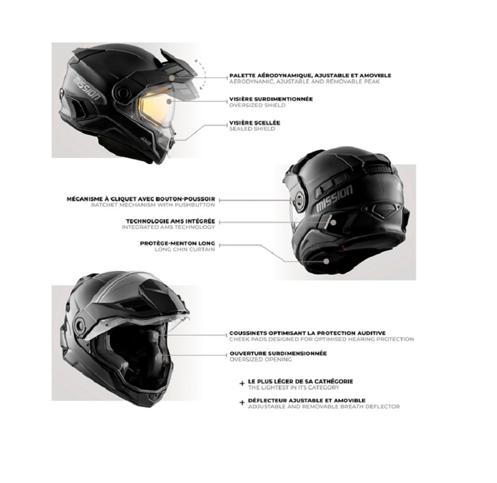 Шлем CKX MISSION AMS EDL SOLID BK MAT 3XL