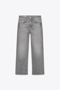 ZARA ДЖИНСЫ TRF CROPPED FLARE С ВЫСОКОЙ ПОСАДКОЙ, СВЕТЛО-СЕРЫЙ
