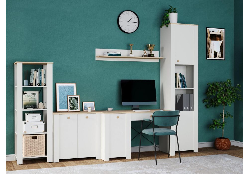 Письменный стол Джастин 12.154 126,2х54,8х75,3 белый шагрень / дуб белый exclusive