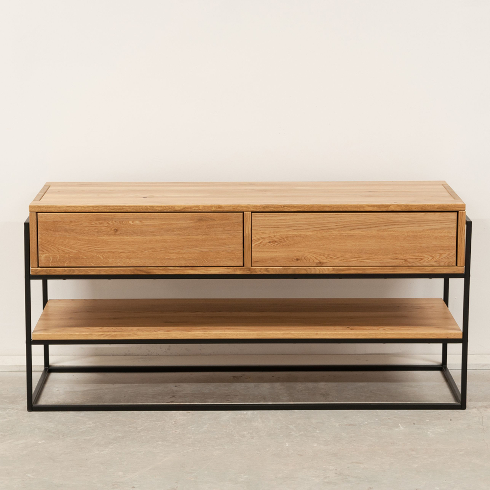 Туалетный столик консоль G+K с ящиками и полкой из массива дикого дуба в стиле лофт