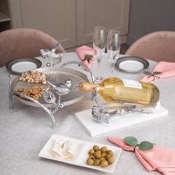 Фруктовница-конфетница Терра (поднос) Античное серебро Серебряный