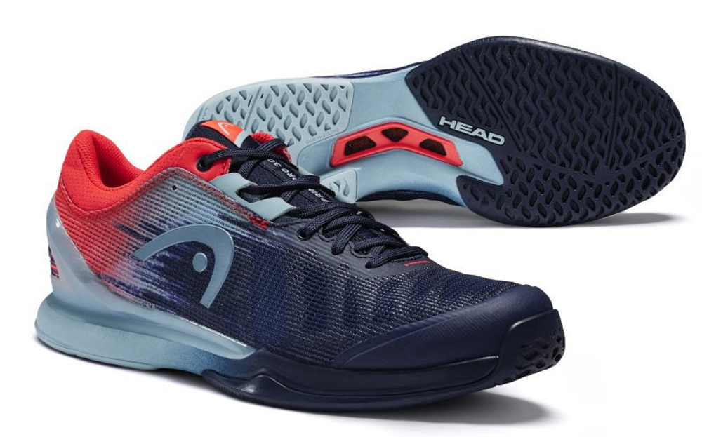 Мужские кроссовки теннисные Head Sprint Pro 3.0 Men - dress blue/neon red