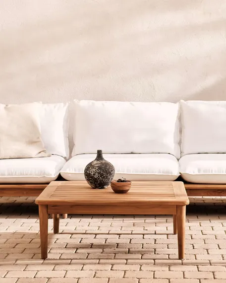 Журнальный столик Portitxol из массива тика, 80x80 см