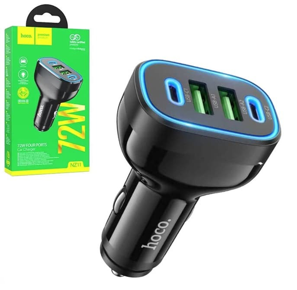 Автомобильный адаптер питания HOCO NZ11 PD 72W (черный)