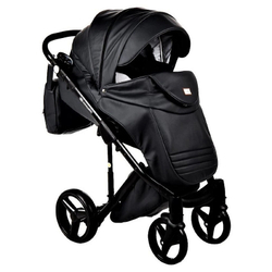 Детская коляска Adamex Luciano Deluxe 2 в 1 61S (ЧЕРНАЯ 100% КОЖА)