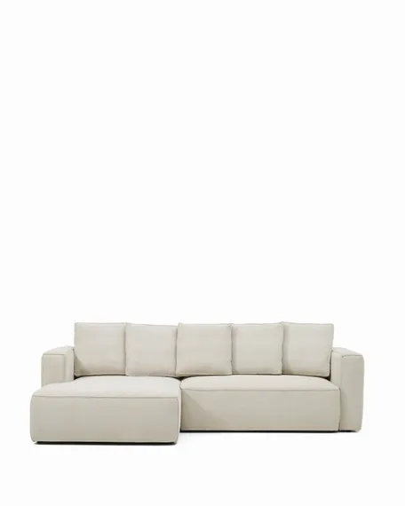 3-местный диван-кровать Marela бежевый шенилл с кушеткой слева, 276 см