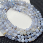 Сапфирин (голубой агат), бусины кубик, ювелирная грань, 5мм, нить 19 см